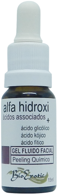 Gel Fluido Facial Alfa Hidroxi ácidos Associados (Ácido Fítico, Kójico, Glicólico) 15ml Bioexotic