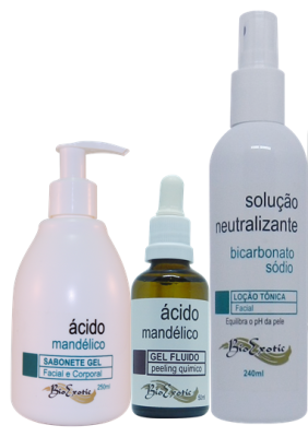 Peeling com Gel Fluido Ácido Mandélico 10%+Sabonete Ácido Mandélico+Solução Neutralizante Bioexotic