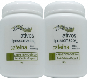 2 Potes de Creme Termogênico Corporal com Ativos Lipossomados, Liporeductyl e Cafeína  1Kg Bioexotic