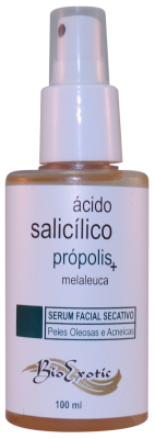 2 Frascos de Serum Facial Secativo Pele Oleosa e Acnéica  com Ác.Salicilico,Própolis e Melaleuca -Bioexotic 100ml